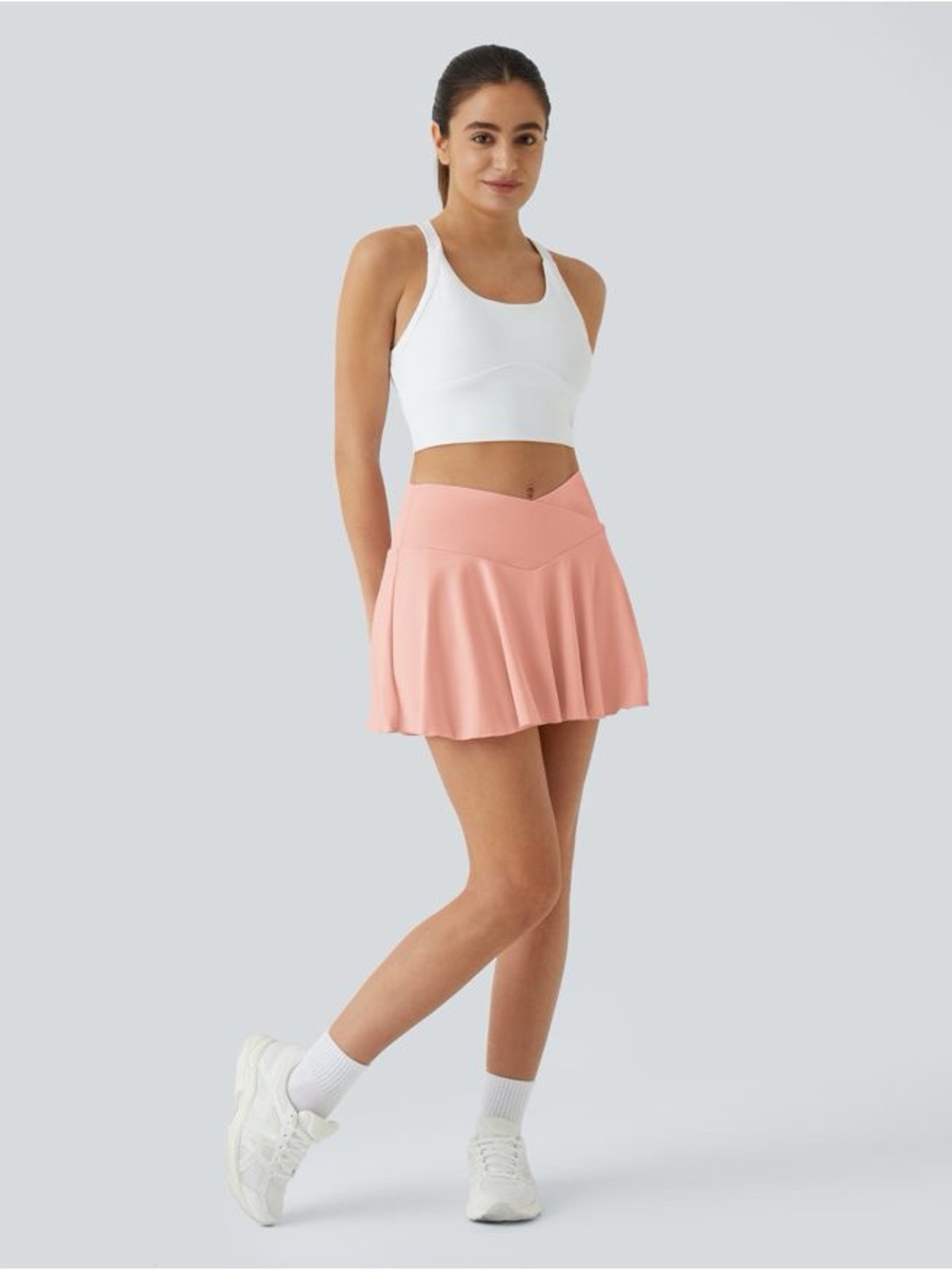 HALARA SoftlyZero Airy Comfy High Waisted Crossover 2-in-1 Pocket Flare Skirt M